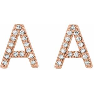 14K Rose Gold 1/8 CTW Natural Diamond Initial A Earrings