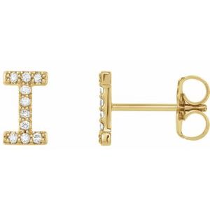 14K Yellow Gold .04 CTW Natural Diamond Initial I Earring