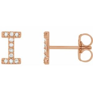 14K Rose Gold .04 CTW Natural Diamond Initial I Earring