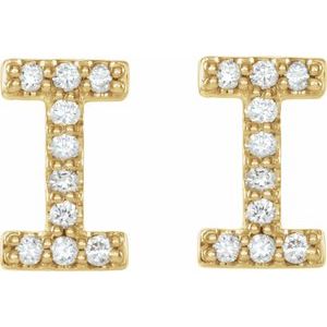 14K Yellow Gold .08 CTW Natural Diamond Initial I Earrings