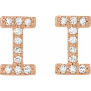 14K Rose Gold .08 CTW Natural Diamond Initial I Earrings