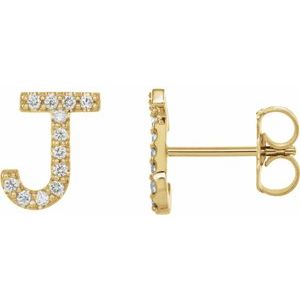 14K Yellow Gold .05 CTW Natural Diamond Initial J Earring