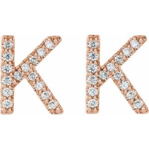 14K Rose Gold 1/8 CTW Natural Diamond Initial K Earrings