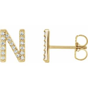 14K Yellow Gold .06 CTW Natural Diamond Initial N Earring