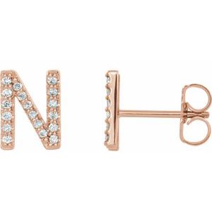 14K Rose Gold .06 CTW Natural Diamond Initial N Earring