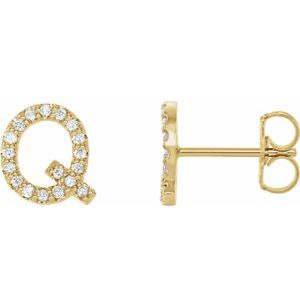 14K Yellow Gold .07 CTW Natural Diamond Initial Q Earring