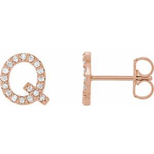 14K Rose Gold 1/6 CTW Natural Diamond Initial Q Earrings