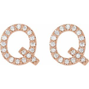 14K Rose Gold 1/6 CTW Natural Diamond Initial Q Earrings