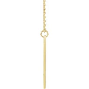 14K Yellow Gold Engravable Pierced Cross Bar 16-18" Necklace