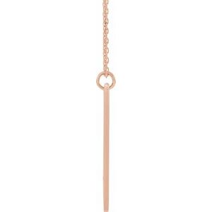 14K Rose Gold Engravable Pierced Cross Bar 16-18" Necklace