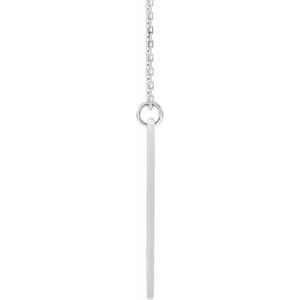 14K White Gold Engravable Pierced Cross Bar 16-18" Necklace