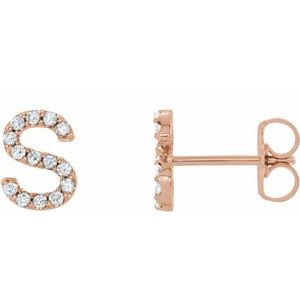 14K Rose Gold 1/10 CTW Natural Diamond Initial S Earrings