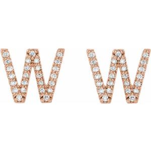 14K Rose Gold 1/6 CTW Natural Diamond Initial W Earrings