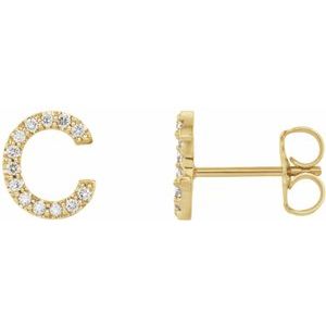 14K Yellow Gold .05 CTW Natural Diamond Initial C Earring