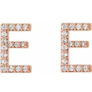 14K Rose Gold 1/8 CTW Natural Diamond Initial E Earrings