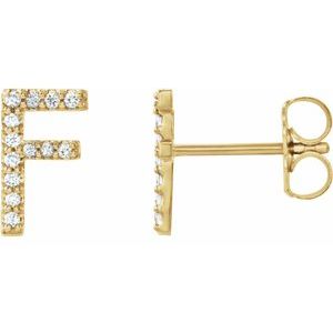 14K Yellow Gold .08 CTW Natural Diamond Initial F Earrings
