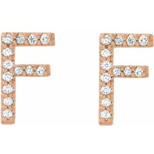 14K Rose Gold .08 CTW Natural Diamond Initial F Earrings