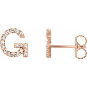 14K Rose Gold .06 CTW Natural Diamond Initial G Earring