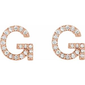 14K Rose Gold 1/6 CTW Natural Diamond Initial G Earrings
