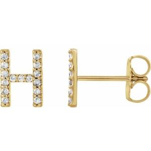 14K Yellow Gold .05 CTW Natural Diamond Initial H Earring