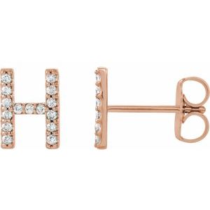 14K Rose Gold 1/8 CTW Natural Diamond Initial H Earrings
