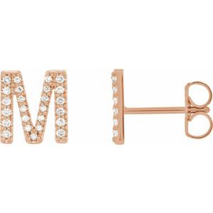 14K Rose Gold 1/5 CTW Natural Diamond Initial M Earrings