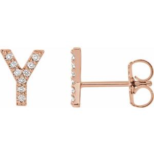 14K Rose Gold .07 CTW Natural Diamond Initial Y Earrings