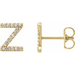 14K Yellow Gold 1/8 CTW Natural Diamond Initial Z Earrings