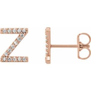 14K Rose Gold 1/8 CTW Natural Diamond Initial Z Earrings