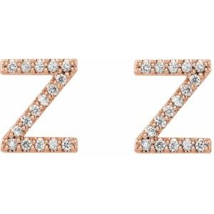 14K Rose Gold 1/8 CTW Natural Diamond Initial Z Earrings