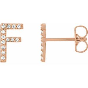 14K Rose Gold .08 CTW Natural Diamond Initial F Earrings