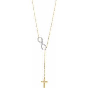 14K Yellow Gold 1/5 CTW Natural Diamond Infinity-Inspired Cross 18" Necklace