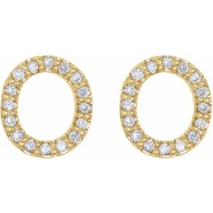 14K Yellow Gold 1/8 CTW Natural Diamond Initial O Earrings