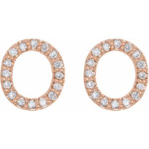 14K Rose Gold 1/8 CTW Natural Diamond Initial O Earrings