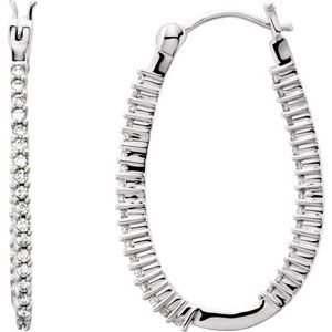 14K White Gold 1/2 CTW Natural Diamond Inside-Outside Hoop Earrings