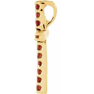 14K Yellow Gold Natural Mozambique Garnet Petite Cross Pendant