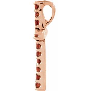 14K Rose Gold Natural Mozambique Garnet Petite Cross Pendant