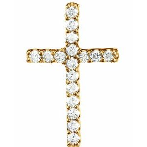 14K Yellow Gold .06 CTW Natural Diamond Petite Cross Pendant