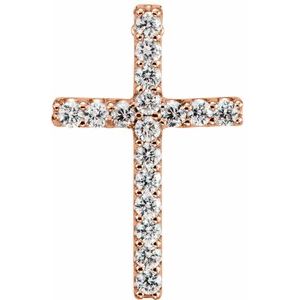 14K Rose Gold .06 CTW Lab-Grown Diamond Petite Cross Pendant