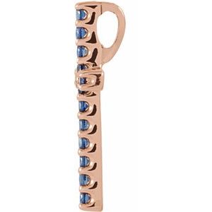 14K Rose Gold Natural Blue Sapphire Petite Cross Pendant