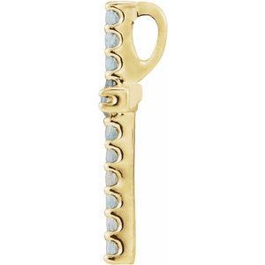 14K Yellow Gold Natural Swiss Blue Topaz Petite Cross Pendant