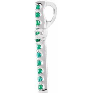 14K White Gold Natural Emerald Petite Cross Pendant