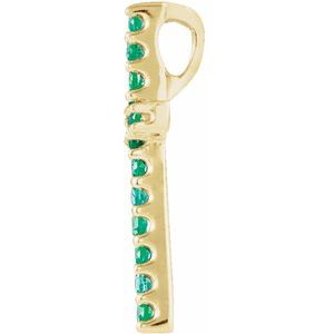 14K Yellow Gold Natural Emerald Petite Cross Pendant