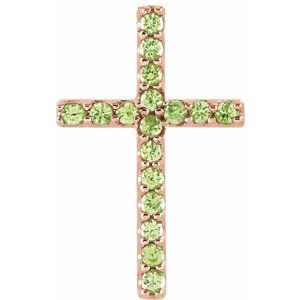 14K Rose Gold Natural Peridot Petite Cross Pendant