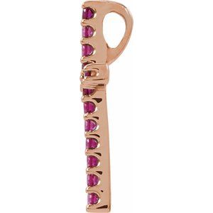 14K Rose Gold Natural Ruby Petite Cross Pendant