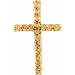 14K Yellow Gold Natural Yellow Sapphire Petite Cross Pendant