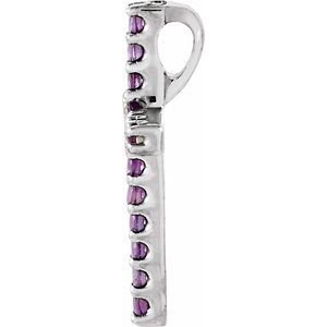 14K White Gold Natural Amethyst Petite Cross Pendant
