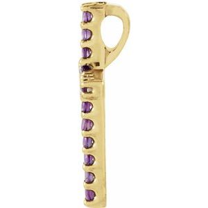14K Yellow Gold Natural Amethyst Petite Cross Pendant