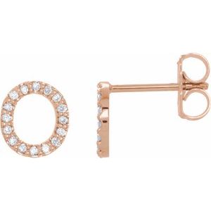 14K Rose Gold .06 CTW Natural Diamond Initial O Earring