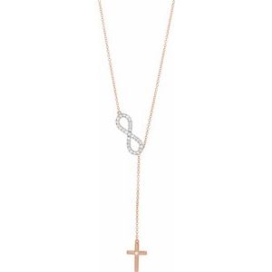 14K Rose Gold 1/5 CTW Natural Diamond Infinity-Inspired Cross 18" Necklace